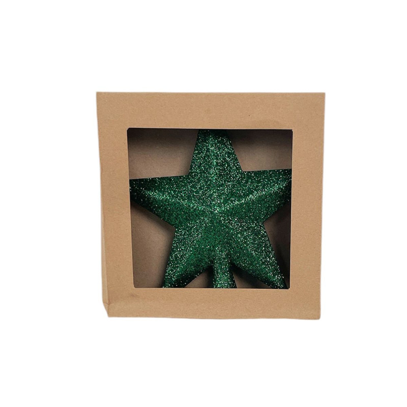 Cimier de Sapin Étoile Pailletée Vert Foncé - Hauteur - 19cm Incassable Cimier de Sapin Étoile Pailletée Vert Foncé - Hauteur - 19cm Incassable