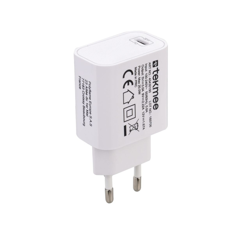 PRISE CHARGEUR TYPE C TEKMEE 20W TYPE-C