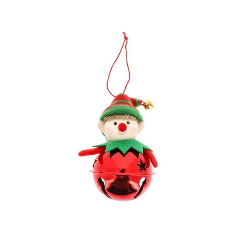 LUTIN GRELOT A SUSP 6X6X12CM ROUGE&VERT
