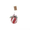 BOULE STRIE VELOURS ROUGE SAPIN D8CM