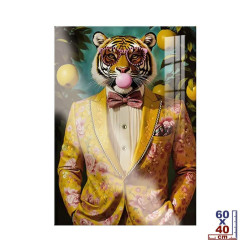 TOILE EFFET LAQUEE TIGRE BULLE 40X60