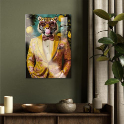 TOILE EFFET LAQUEE TIGRE BULLE 40X60