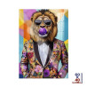 TOILE EFFET LAQUEE LION BULLE 40X60