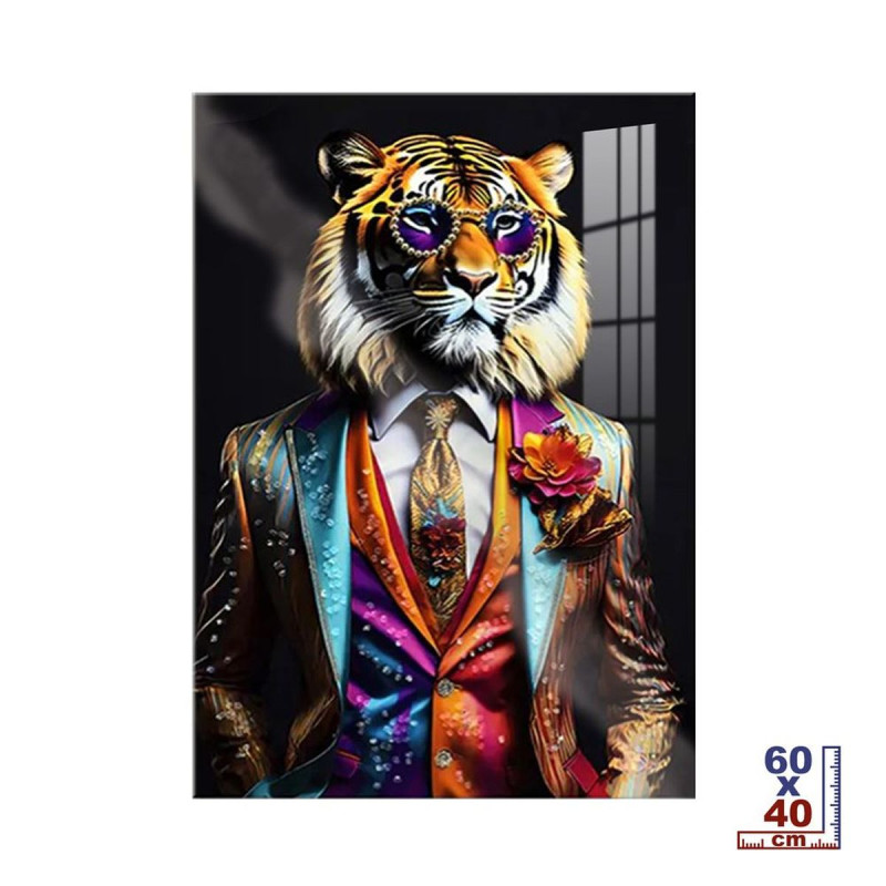 TOILE EFFET LAQUEE TIGRE 40X60