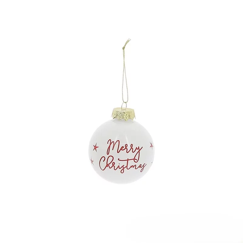 Boule de Noël Blanche "Merry Christmas" rouge Boule de Noël Blanche "Merry Christmas" rouge