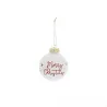 BOULE BLANC "MERRY CHRISTMAS" ROUGE D8CM