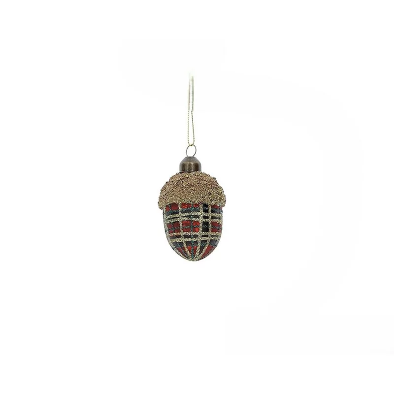 Gland à suspendre en verre motif tartan écossais H8cm Gland à suspendre en verre motif tartan écossais H8cm