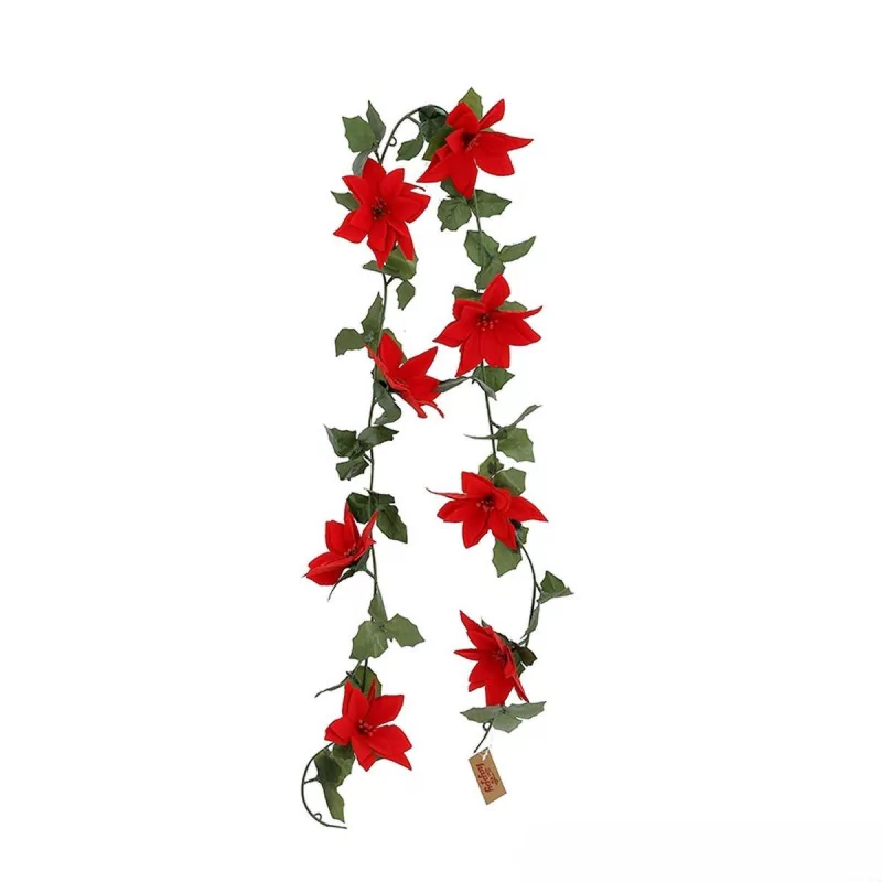 GUIRLANDE VEGETALE POINSETTIA H180CM