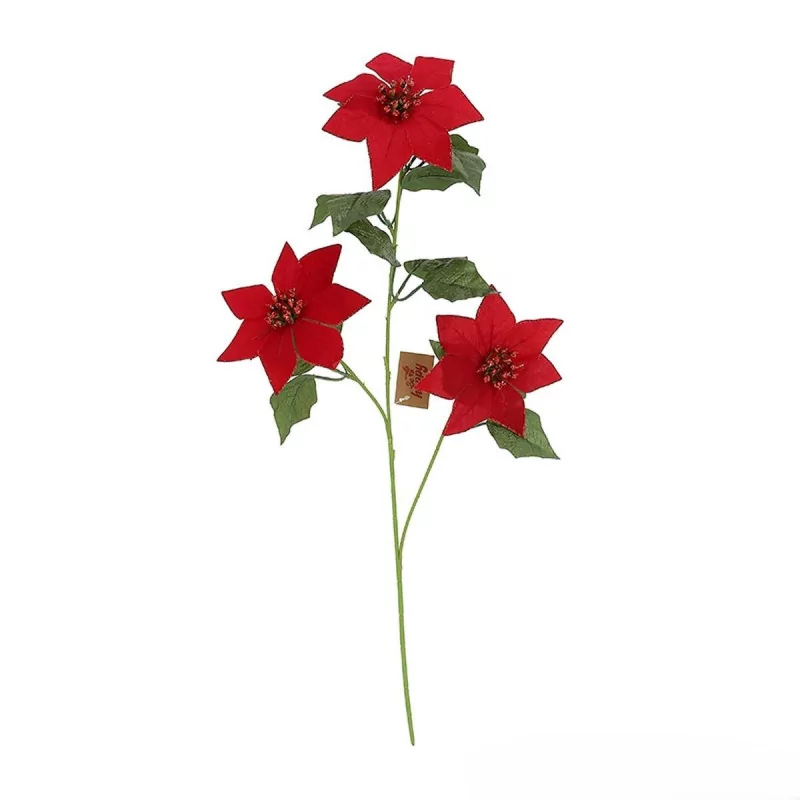 BRANCHE POINSETTIA X3 FLEURS H69CM