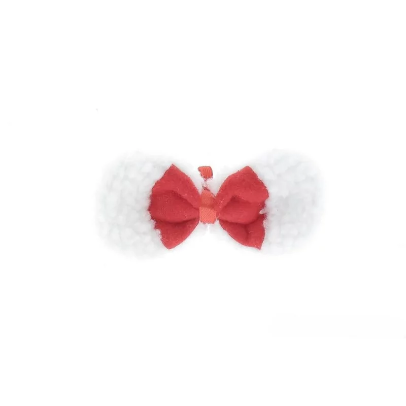 NOEUD POUR CHIEN NOEL BLC/RGE 12X6X2CM (