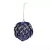 BOULE BLEU P.DE PIN 8CM OR