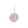 Boule de Noël rose neige avec flocons D8cm