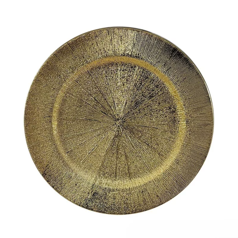 Sous-assiette dorée à rayures D33cm Sous-assiette dorée à rayures D33cm