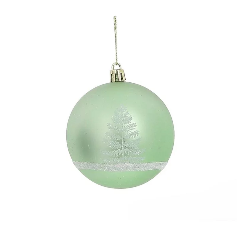 Boule De Noël En Bois Peint Vert - Peinte à La Main Par Ivanova, Artisanat Russe