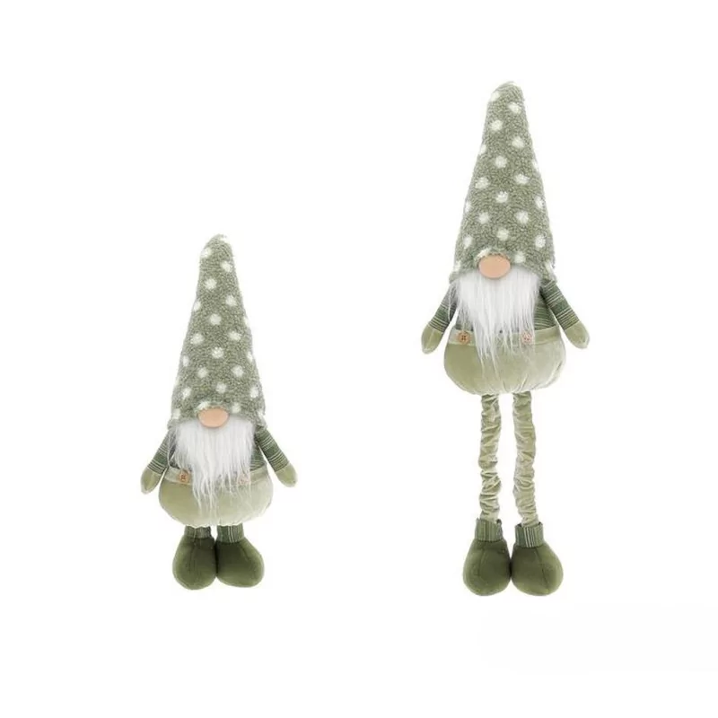 Gnome de Noël télescopique vert à pois H54/75cm Gnome de Noël télescopique vert à pois H54/75cm