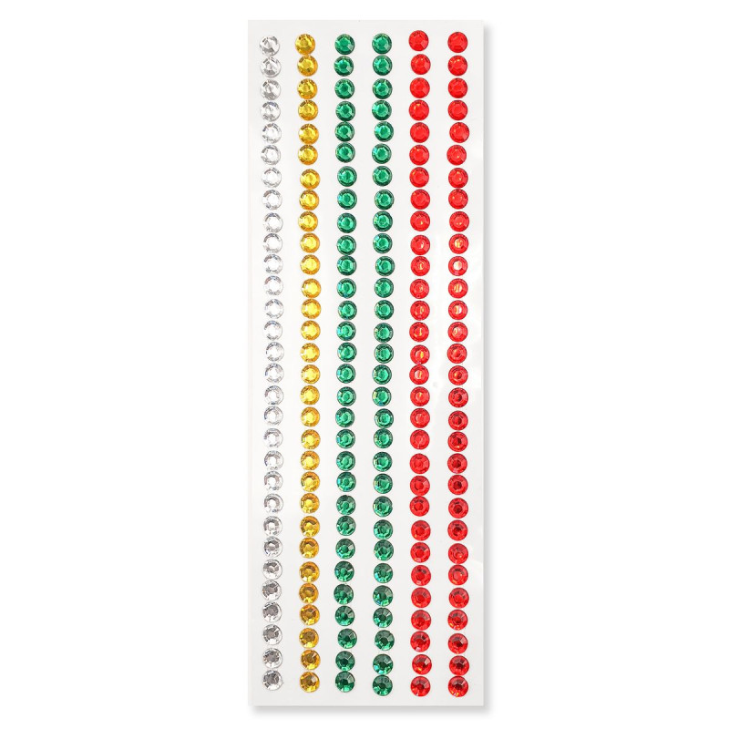 Bande Adhésive de 180 Stickers Strass – Diamètre 0,8 cm, Couleurs de Noël