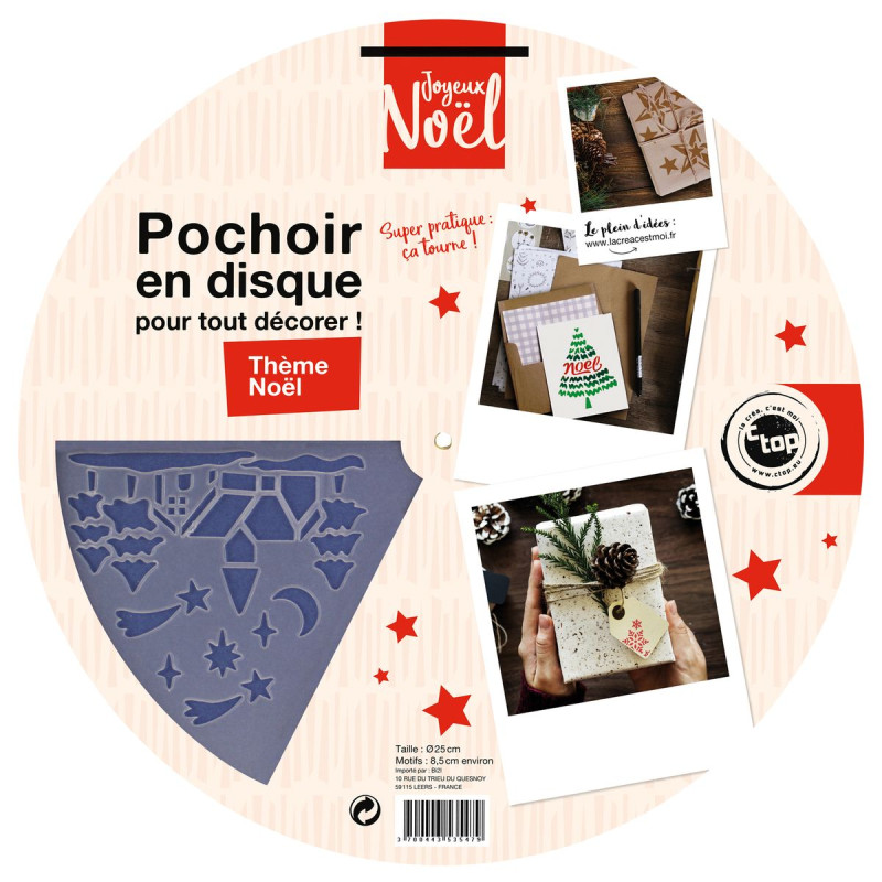 Pochoir disque 25 cm Noël motifs assorti