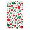 Strass Autocollants Ronds Noël – 109 Diamants Multiformes Vert, Rouge, Blanc