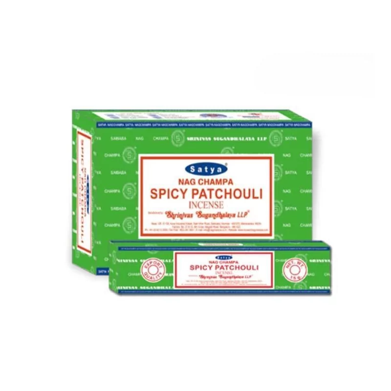 Encens Bâtonnets SATYA Nag Champa SPICY PATCHOULI – Boîte de 12 Bâtonnets Encens Bâtonnets SATYA Nag Champa SPICY PATCHOULI – Boîte de 12 Bâtonnets