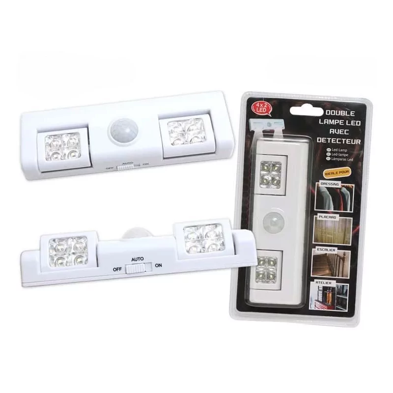 DOUBLE APPLIQUE LED+DETECTEUR