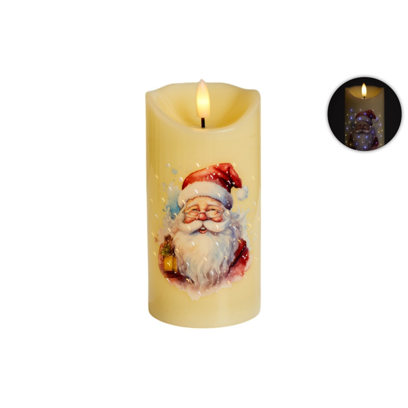 Bougie LED tête de Père noel + fibre opt Bougie LED tête de Père noel + fibre opt
