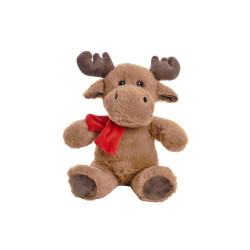 Peluche Renne de Noël 22cm echarpe rouge