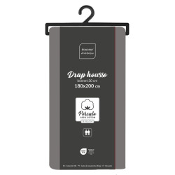 DRAP HOUSSE PERCALINE ACIER 180x200CM PE