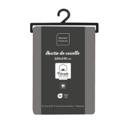 HOUSSE COUETTE PERCALINE ACIER 260x240C