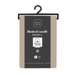 Housse Couette 260x240 cm Percale 100% Coton SABLE