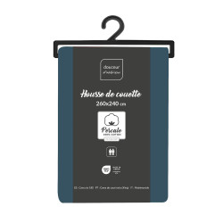 HOUSSE COUETTE PERCALINE BLEU NUIT 260x