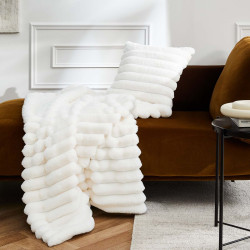 Plaid XL 180x220 cm Imitation Fourrure BOUDOIR NATUREL