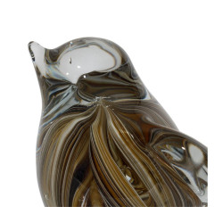Déco Moineau Serin Verre Ambre H15.5 cm