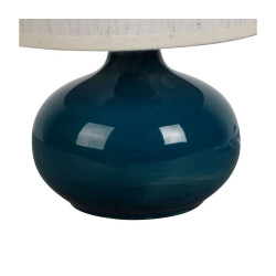 Lampe KLOSEN Céramique/Lin Bleu/Écru D15 H25cm E14