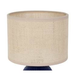 Lampe ESSENCIA Indigo & Écru Céramique / Lin D16 x H28 cm