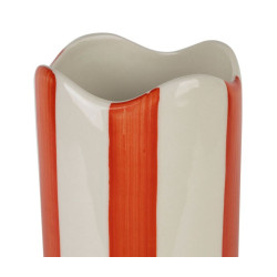 Vase ARTIST Cylindre Grès Rayé Corail D7,5xH23,5cm