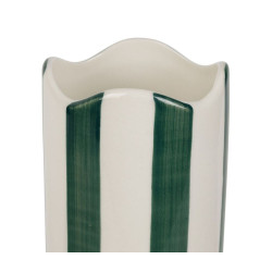 Vase ARTIST Cylindre Grès Rayé Kaki D7,5xH23,5cm