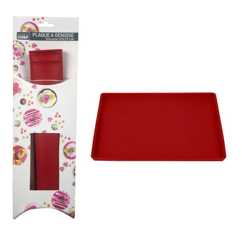 Plaque de Cuisson Rouge en Silicone – Pour Génoise et Biscuits Roulés, 37 x 27 cm