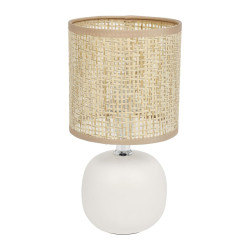Lampe à Poser Boule en Céramique Naturelle Blanche - D13 x H24.5 cm