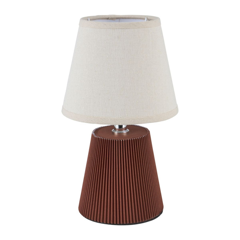 Lampe de Chevet 'Billy' – Base Plissée Marron & Abat-Jour Lin Beige – (H. 25.5 cm) Lampe de Chevet 'Billy' – Base Plissée Marron & Abat-Jour Lin Beige – (H. 25.5 cm)