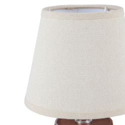 Lampe de Chevet 'Billy' – Base Plissée Marron & Abat-Jour Lin Beige – (H. 25.5 cm)