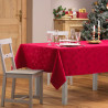 NAPPE FLOCONS ROUGE 140x300CM JACQUARD