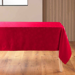 NAPPE FLOCONS ROUGE 140x300CM JACQUARD