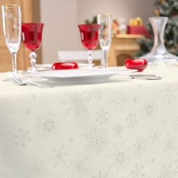 NAPPE FLOCONS NATUREL 140x240CM JACQUARD