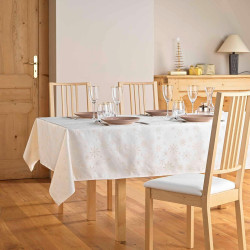 NAPPE FLOCONS NATUREL 140x240CM JACQUARD