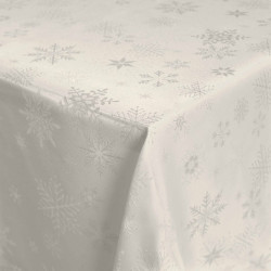 Nappe Rectangulaire Jacquard 'Flocons' Naturel 140 x 300 cm – Anti-tache & Infroissable