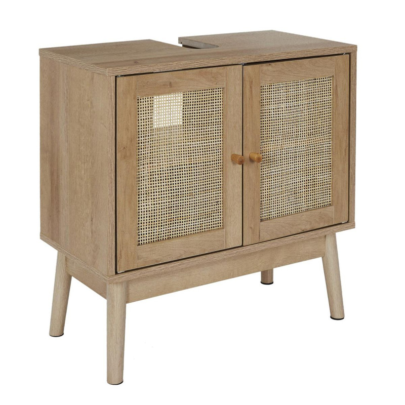 Meuble Sous-Vasque BALI 60x30x70 cm – Bois, 2 Portes Rotin Meuble Sous-Vasque BALI 60x30x70 cm – Bois, 2 Portes Rotin