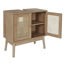Meuble Sous-Vasque BALI 60x30x70 cm – Bois, 2 Portes Rotin