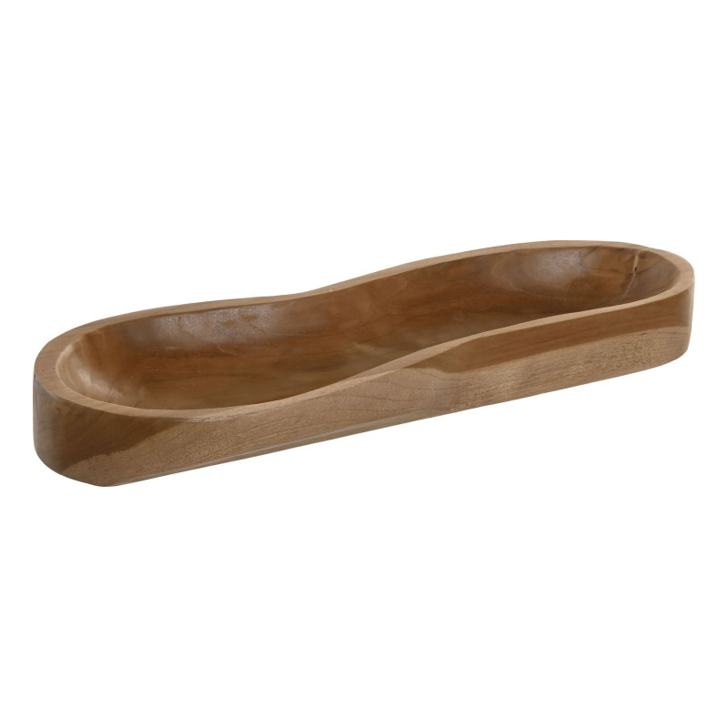 Centre de Table en Teck Massif – Forme Naturelle Allongée (50 x 17 x 6 cm)