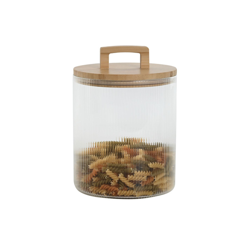 POT VERRE ONDUL 3L 16X16X23 COUV BAMBOU