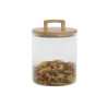 Pot de Rangement Cylindrique en Verre Cannelé avec Couvercle en Bambou (3L)